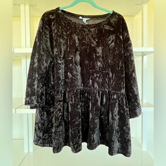 She + Sky Tops - She & Sky Crushed Velvet Baby Doll Top NWT